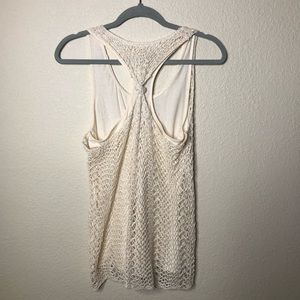 Lucky Brand cream crochet racer back tank top